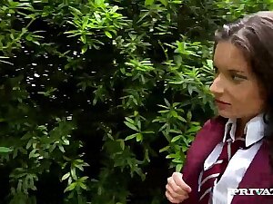 Tight Teen Anita Bellini has both holes plugged by two Gardeners