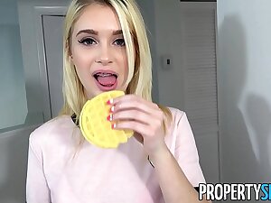 PropertySex - Hot petite flaxen-haired teen fucks her roommate