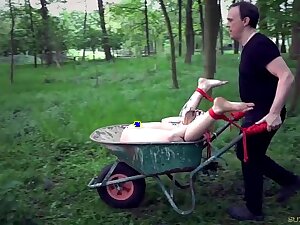 Outdoor dirty bondage abasement be expeditious for a broken teen slave